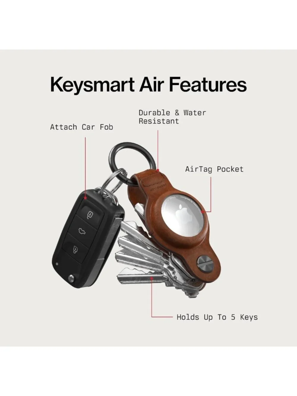 Premium Keychain Holder for Apple AirTag | 5-Key Organizer Keychain Accessory